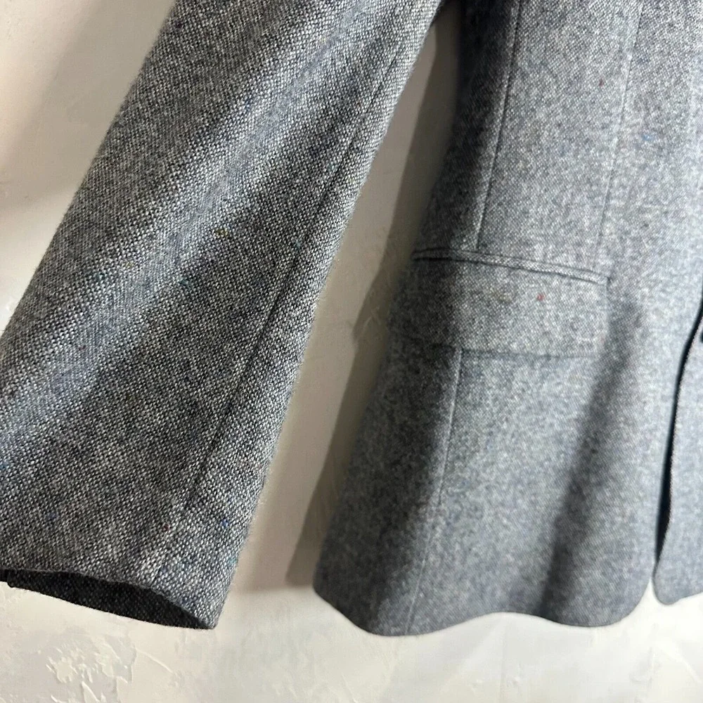 John Molloy Donegal Tweed Mens 42 R Wool Sport Coat Blazer Jacket Leather Button